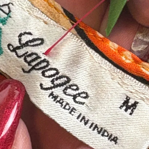 Bohemian Floral Print Blouse - Orange and Black - Picture 5 of 6